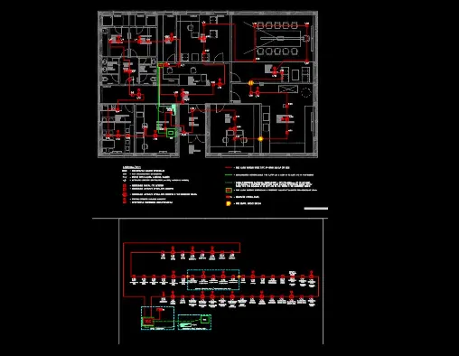 Technical fire services schematic drafted in-house by Safe QLD Fire Protection